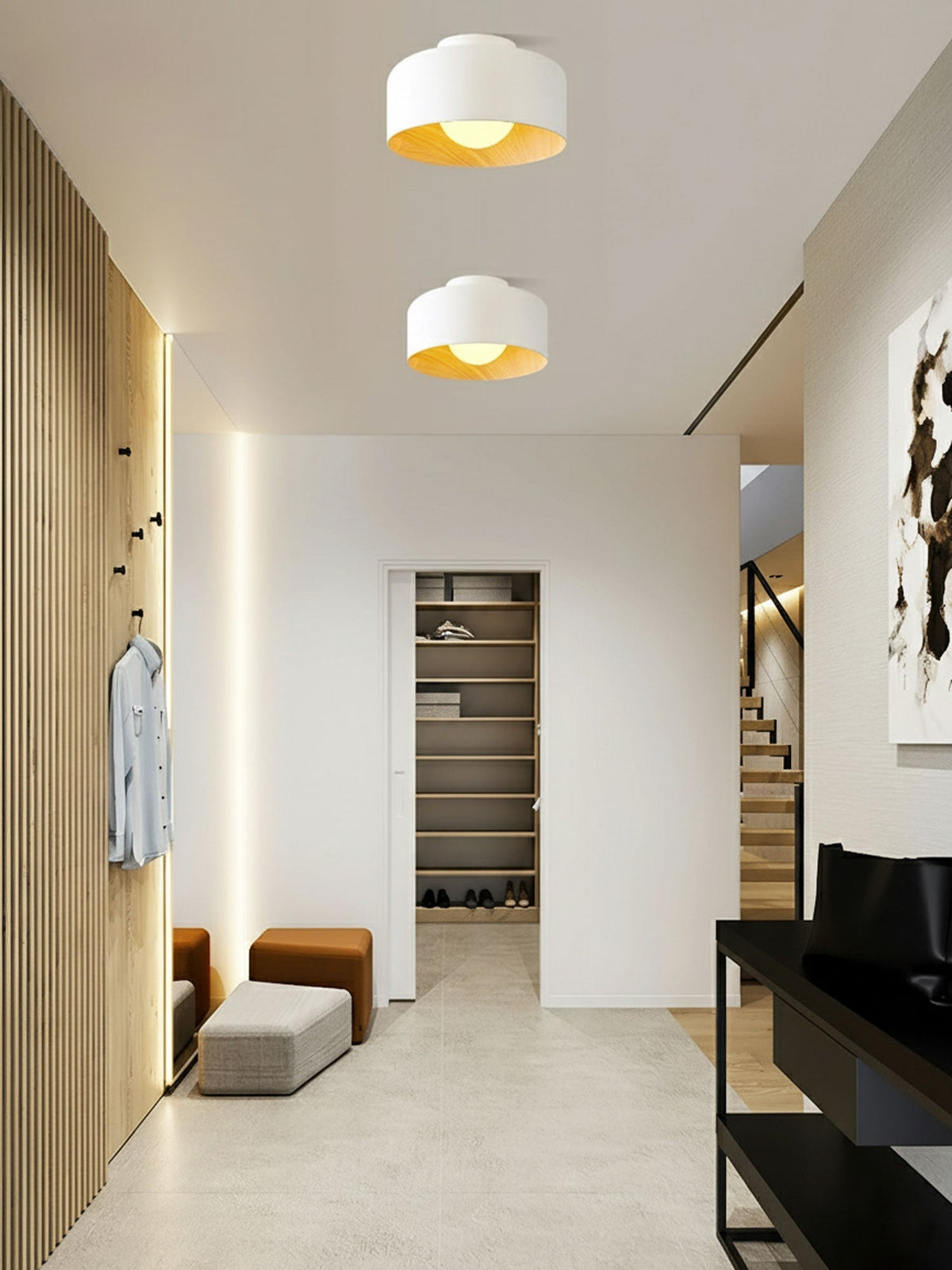 Nimbus Wood-Grain Globe Flush Mount Ceiling Light