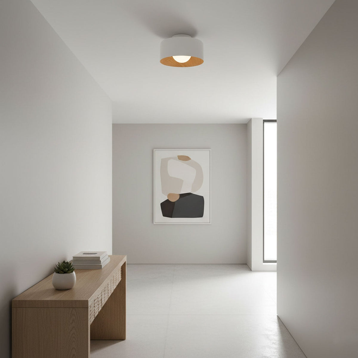 Nimbus Wood-Grain Globe Flush Mount Ceiling Light