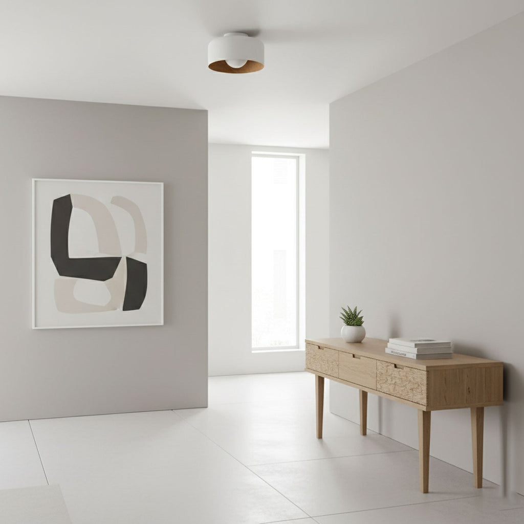 Nimbus Wood-Grain Globe Flush Mount Ceiling Light