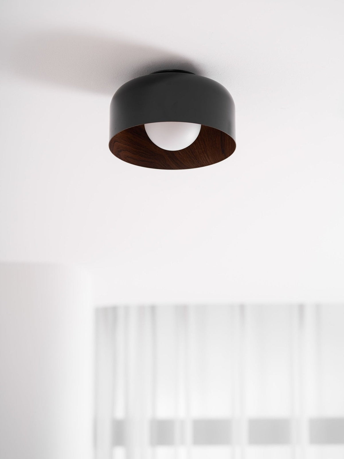 Nimbus Wood-Grain Globe Flush Mount Ceiling Light