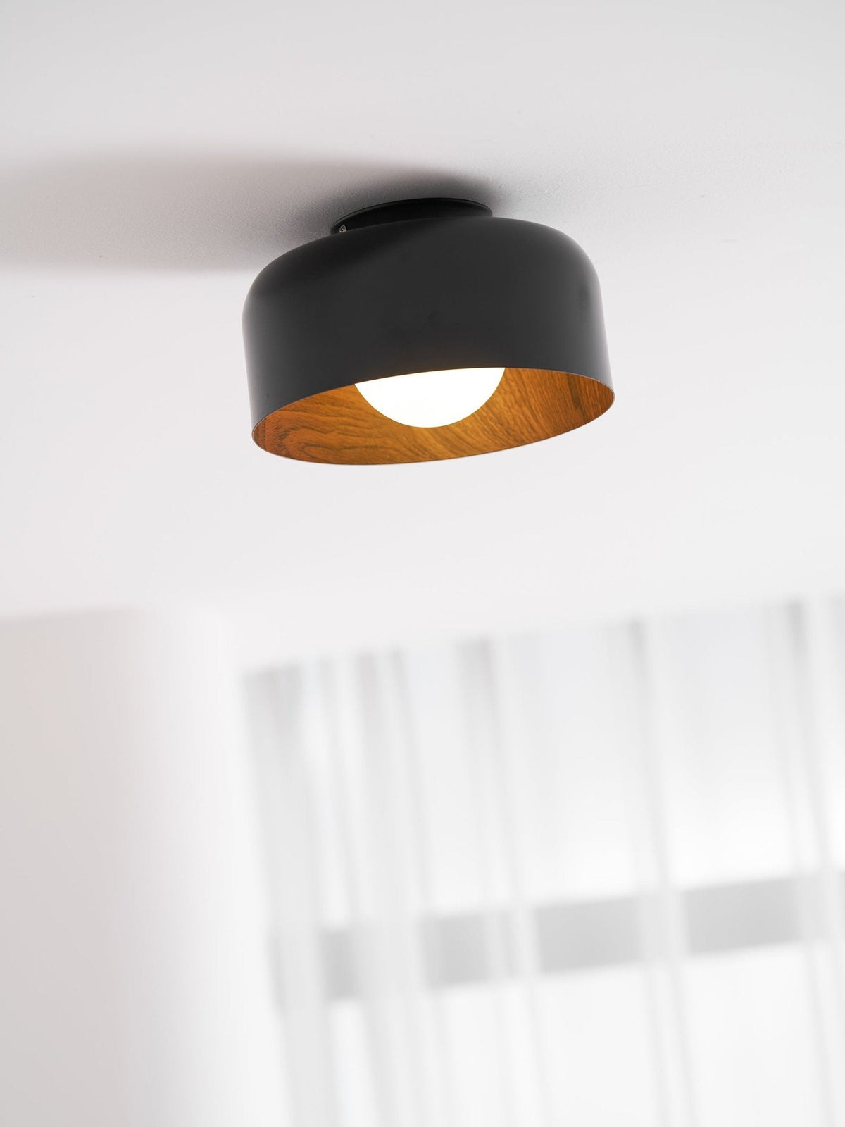 Nimbus Wood-Grain Globe Flush Mount Ceiling Light