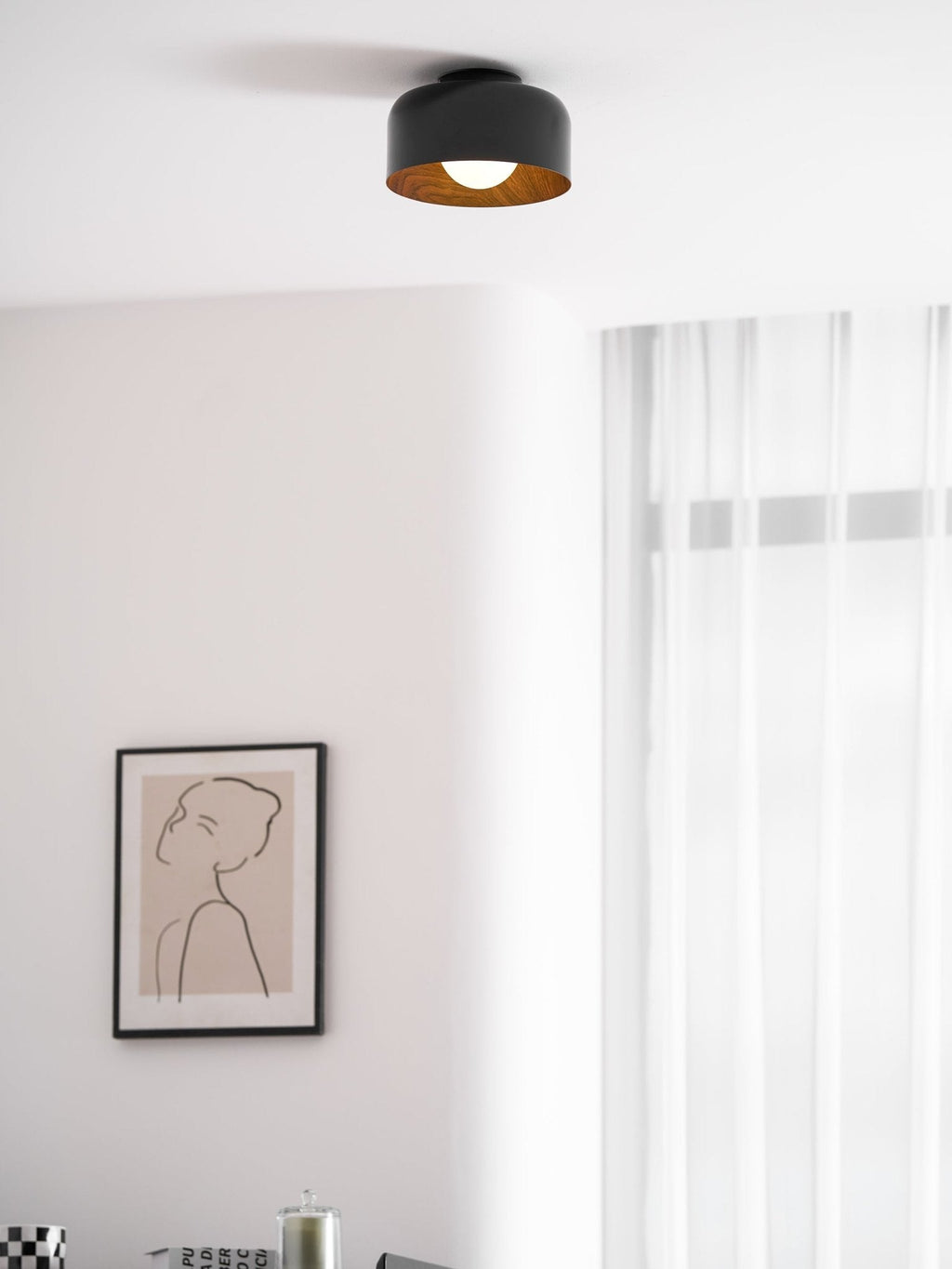 Nimbus Wood-Grain Globe Flush Mount Ceiling Light