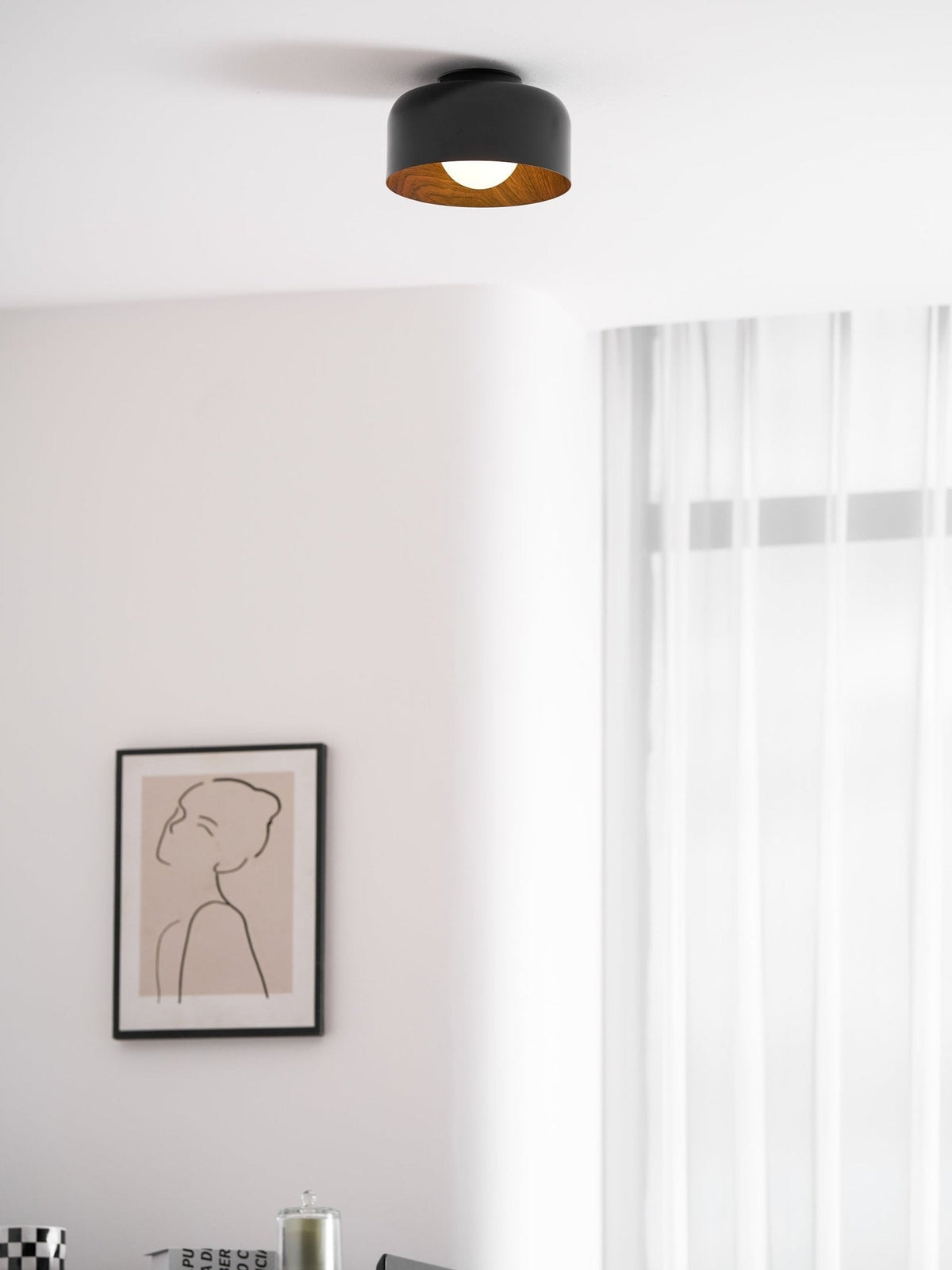 Nimbus Wood-Grain Globe Flush Mount Ceiling Light