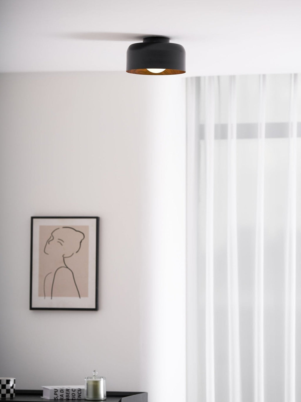 Nimbus Wood-Grain Globe Flush Mount Ceiling Light