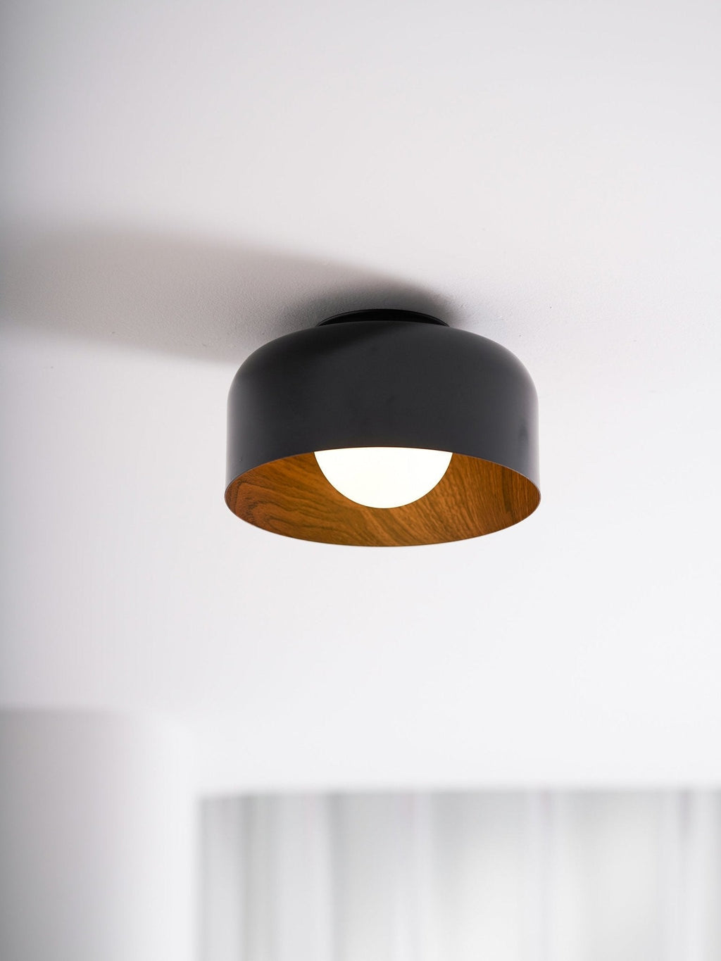 Nimbus Wood-Grain Globe Flush Mount Ceiling Light