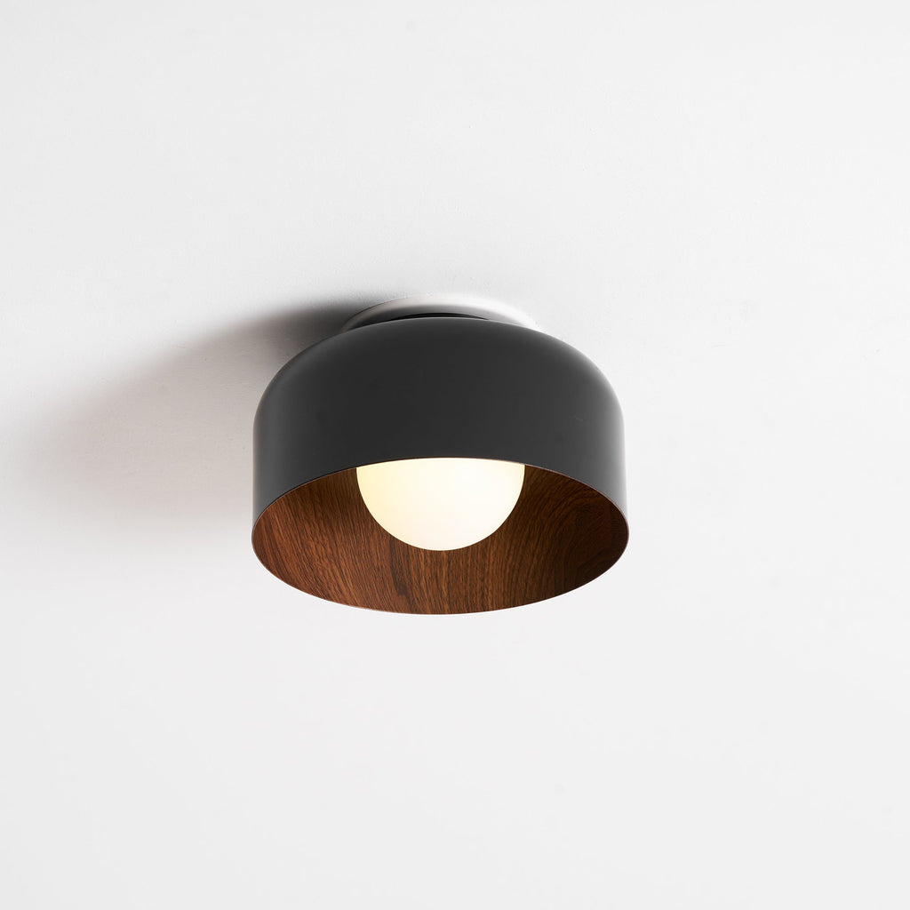 Nimbus Wood-Grain Globe Flush Mount Ceiling Light