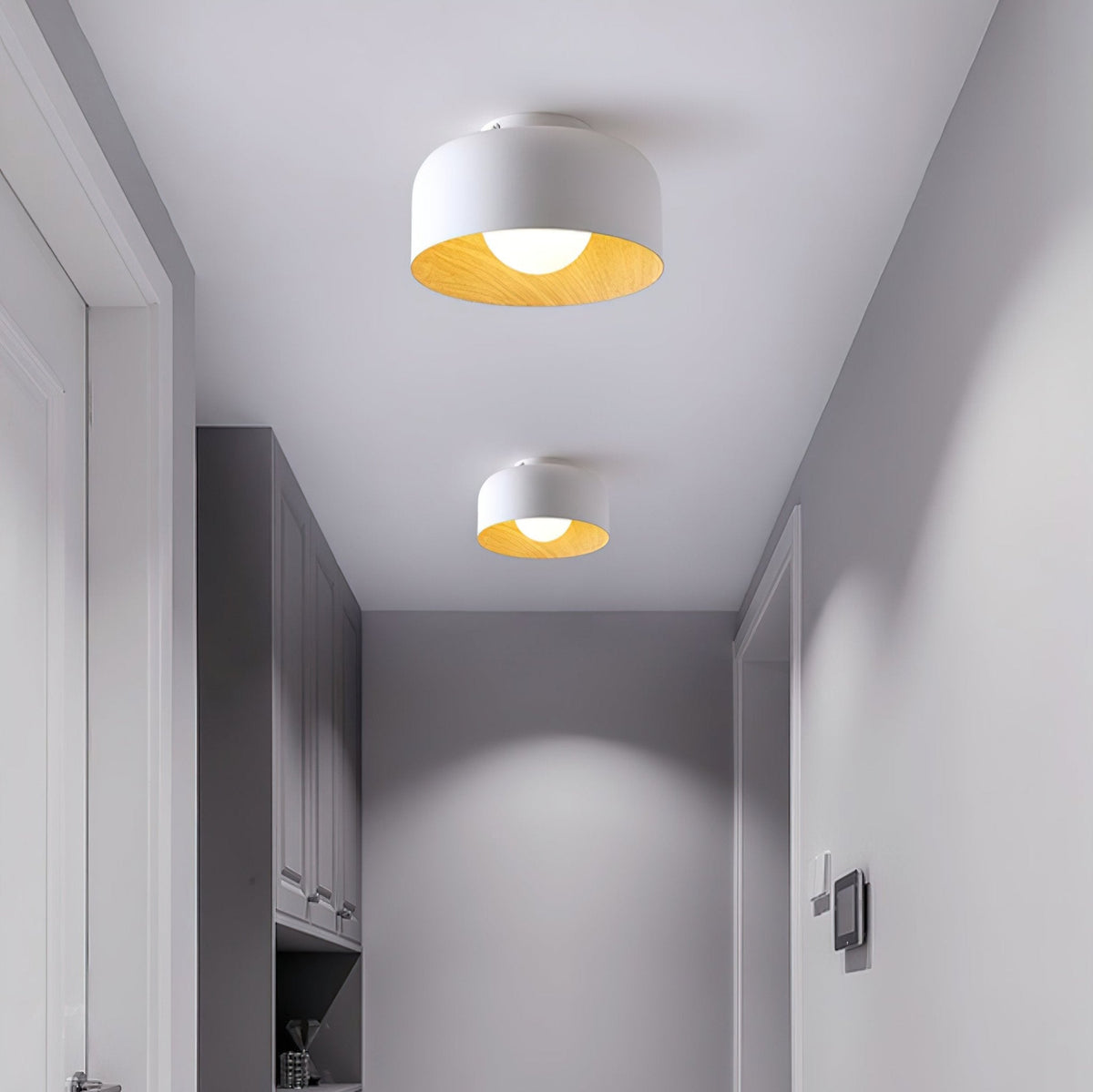 Nimbus Wood-Grain Globe Flush Mount Ceiling Light