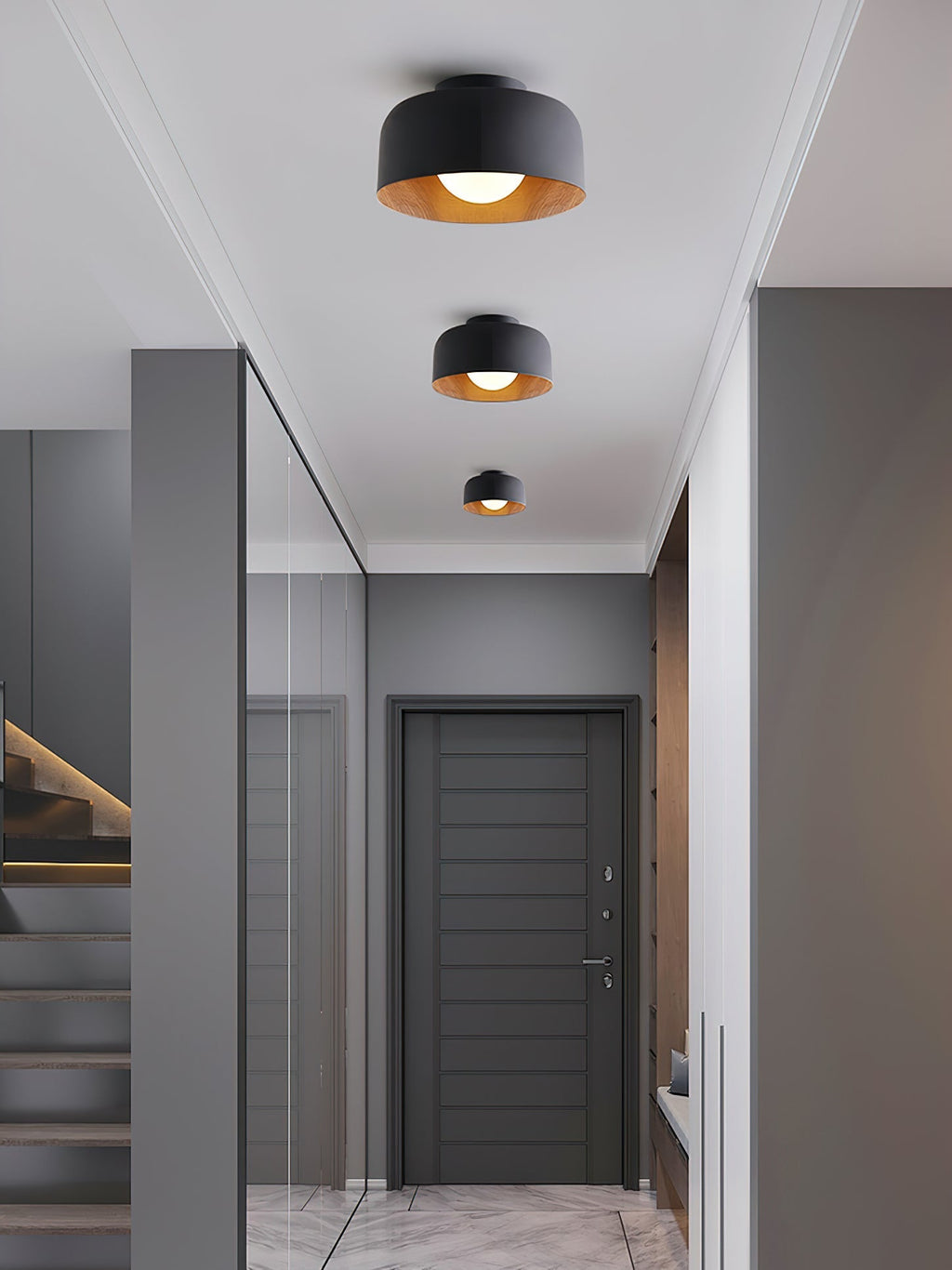 Nimbus Wood-Grain Globe Flush Mount Ceiling Light