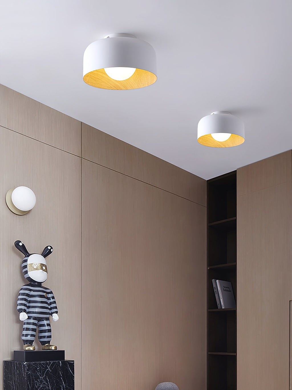 Nimbus Wood-Grain Globe Flush Mount Ceiling Light