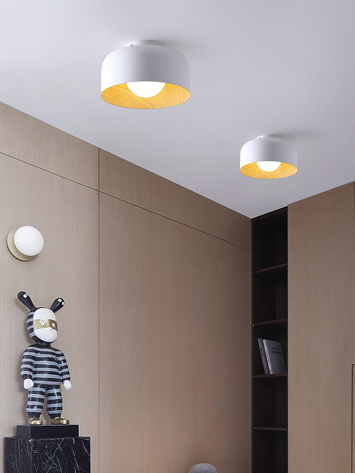 Nimbus Wood-Grain Globe Flush Mount Ceiling Light
