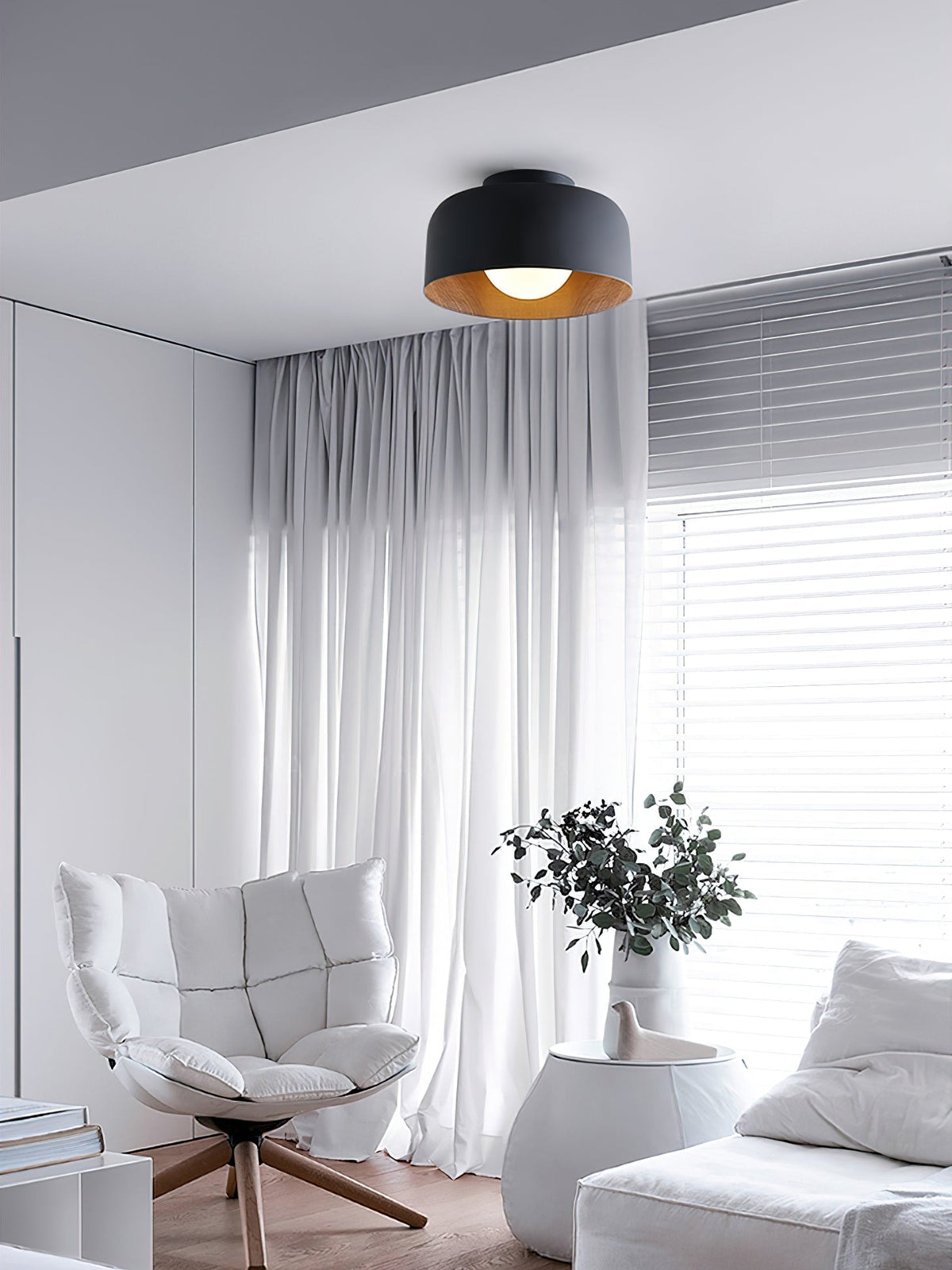 Nimbus Wood-Grain Globe Flush Mount Ceiling Light