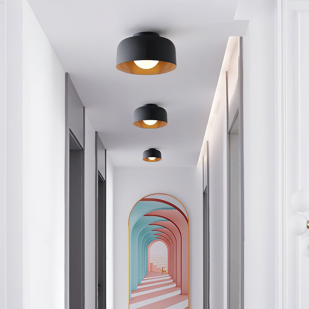 Nimbus Wood-Grain Globe Flush Mount Ceiling Light