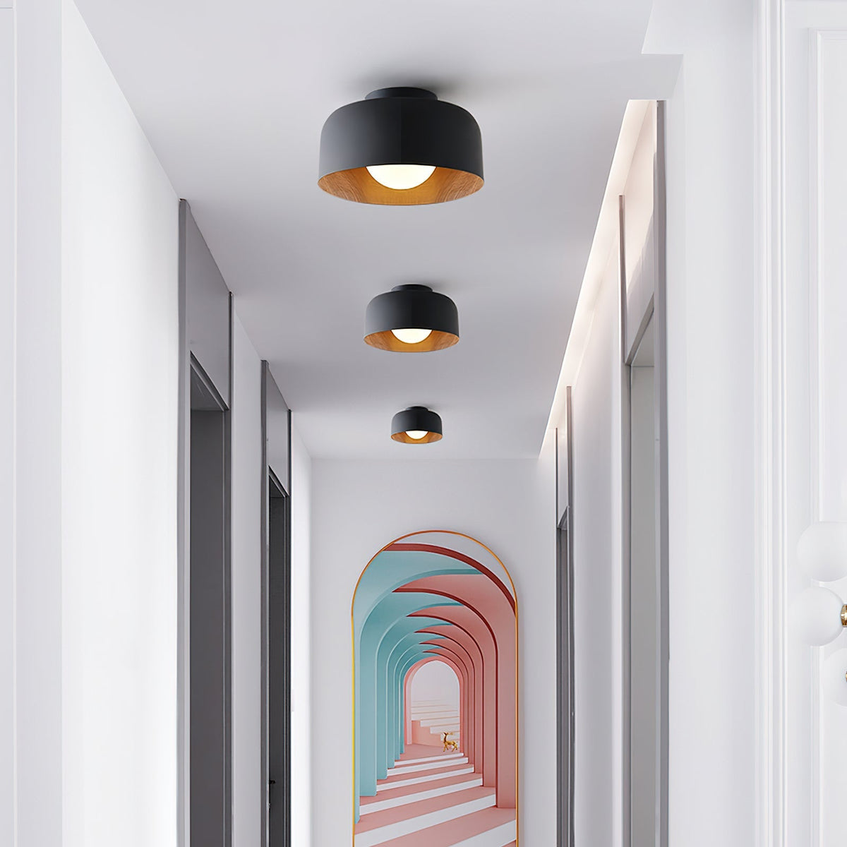 Nimbus Wood-Grain Globe Flush Mount Ceiling Light