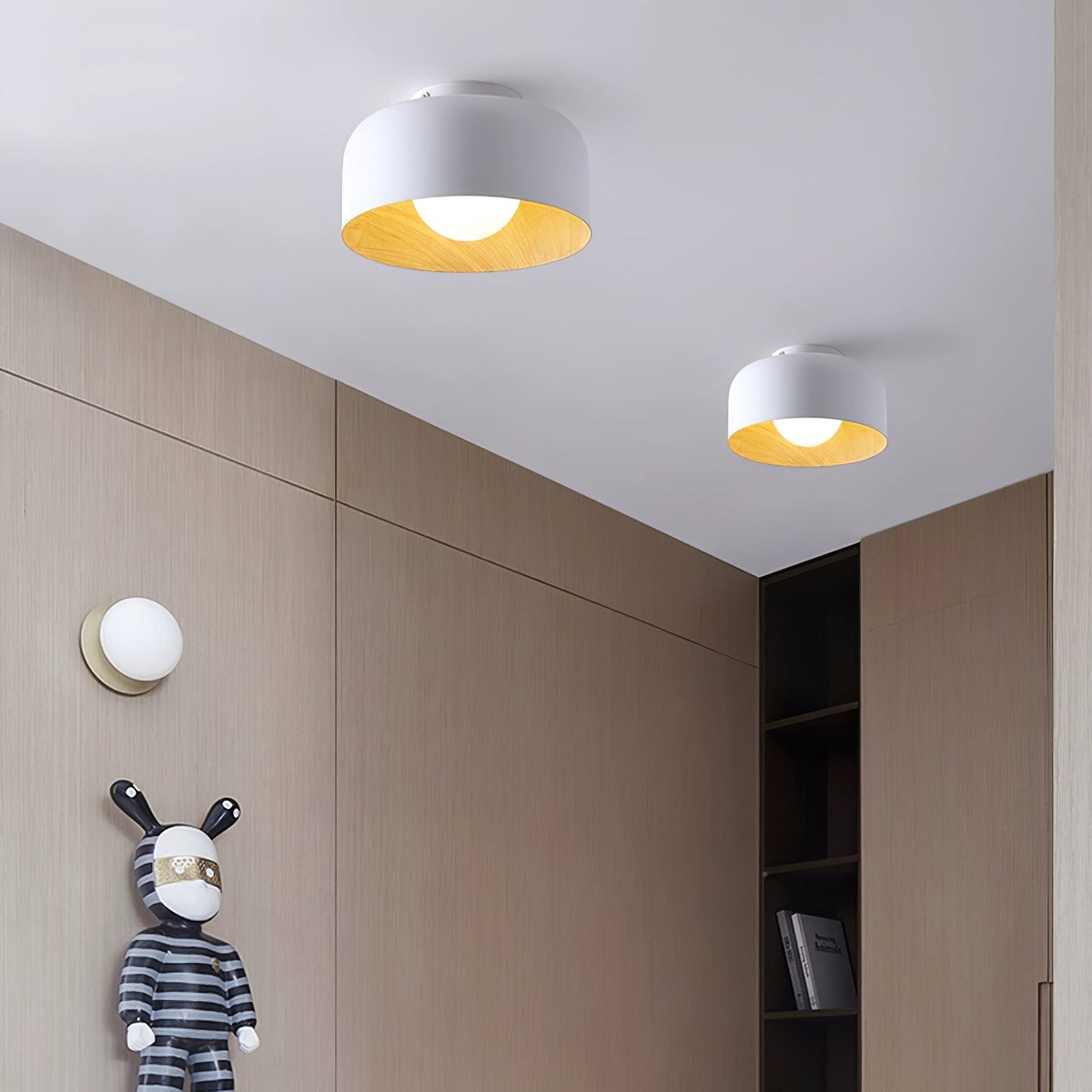 Nimbus Wood-Grain Globe Flush Mount Ceiling Light