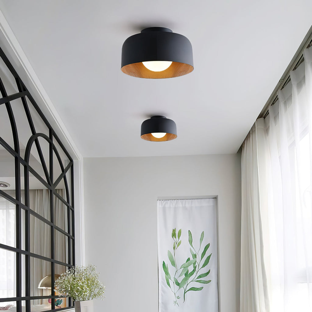 Nimbus Wood-Grain Globe Flush Mount Ceiling Light