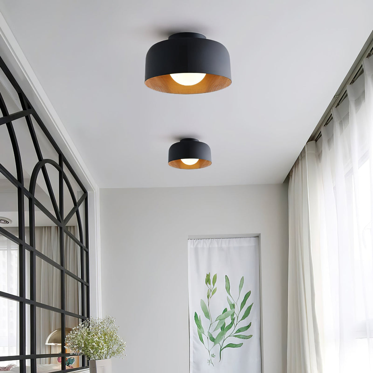 Nimbus Wood-Grain Globe Flush Mount Ceiling Light
