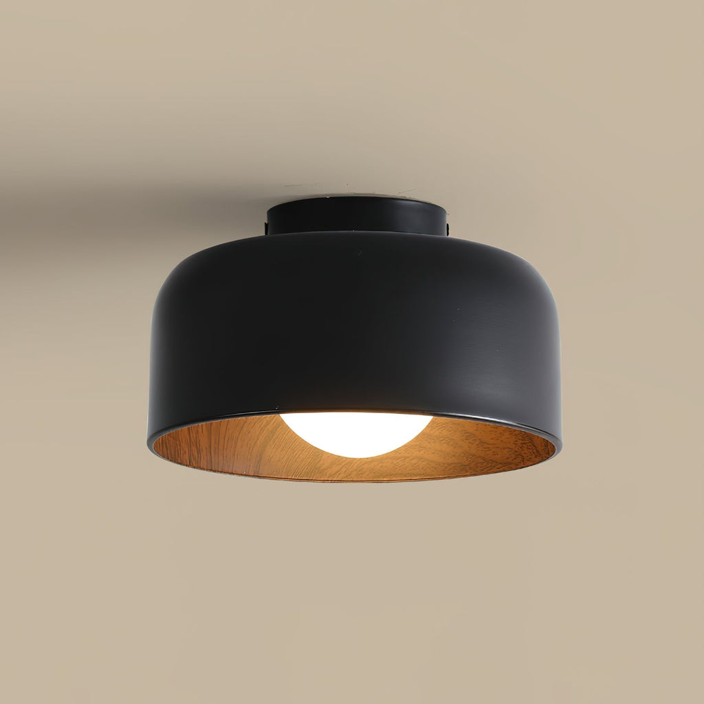 Nimbus Wood-Grain Globe Flush Mount Ceiling Light