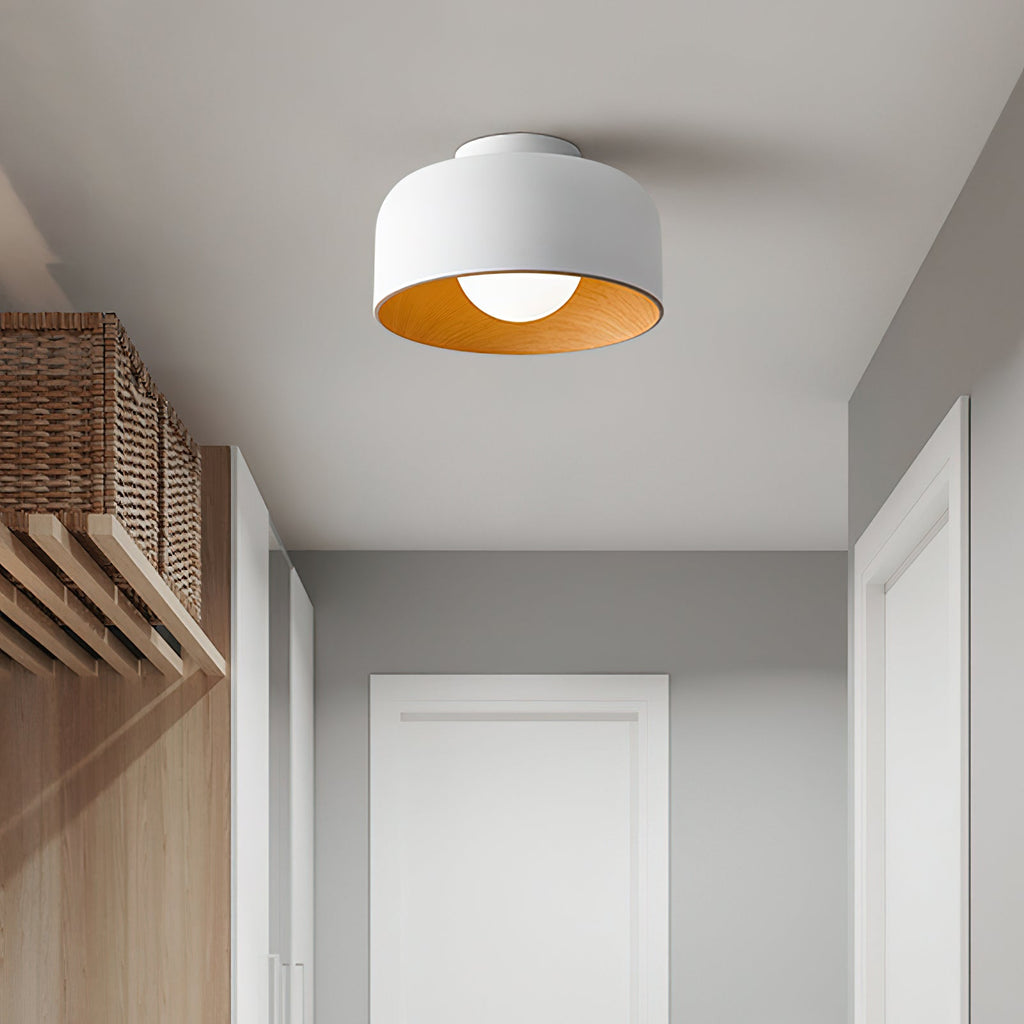 Nimbus Wood-Grain Globe Flush Mount Ceiling Light