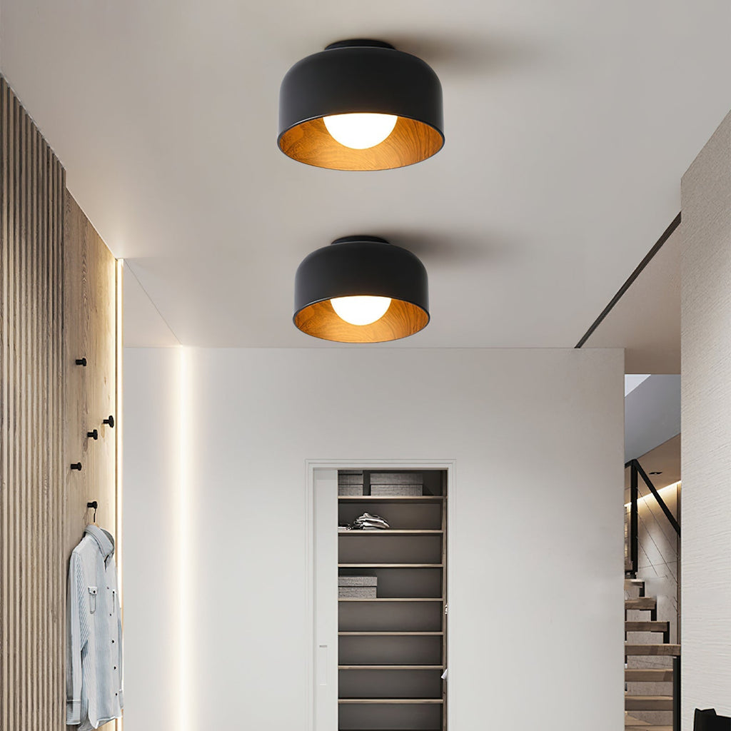 Nimbus Wood-Grain Globe Flush Mount Ceiling Light