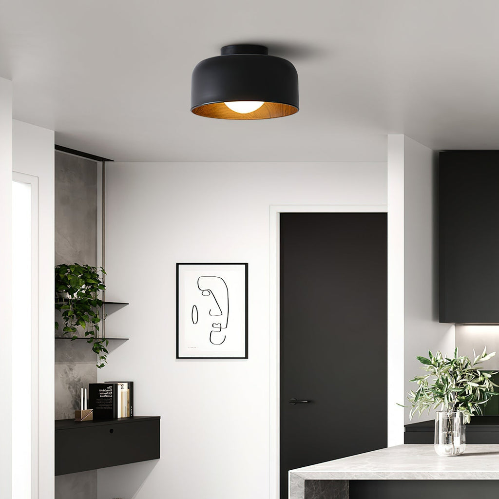Nimbus Wood-Grain Globe Flush Mount Ceiling Light