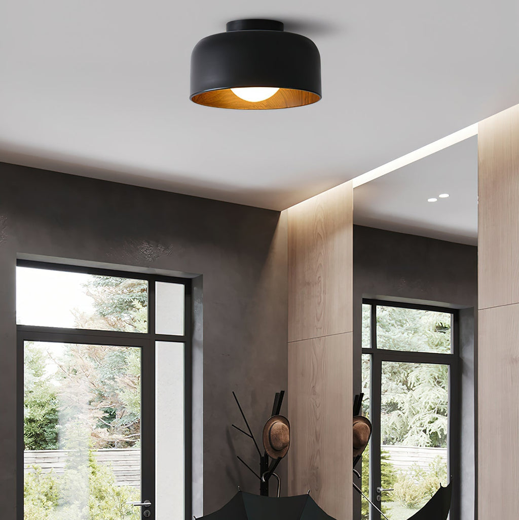 Nimbus Wood-Grain Globe Flush Mount Ceiling Light