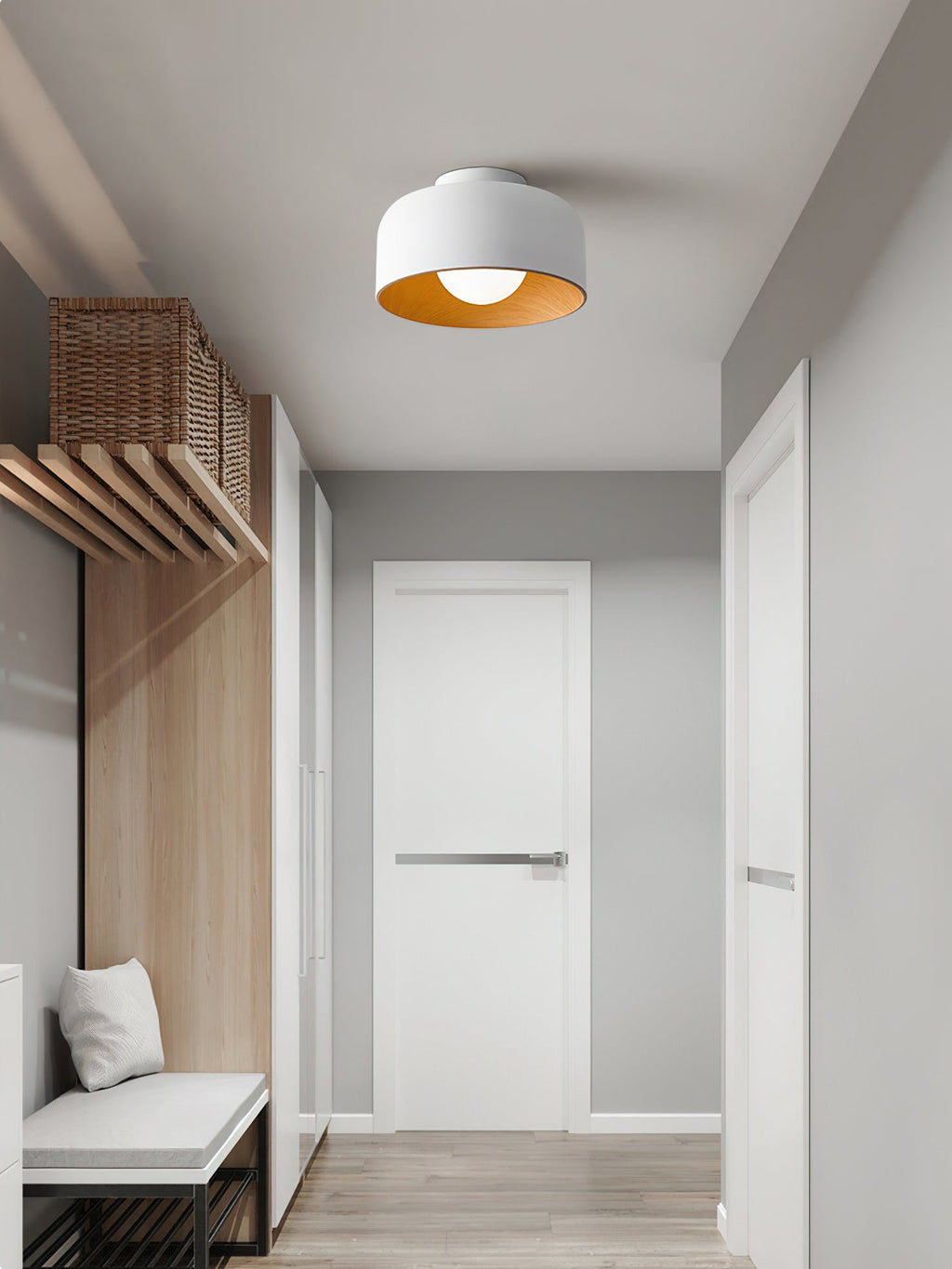 Nimbus Wood-Grain Globe Flush Mount Ceiling Light