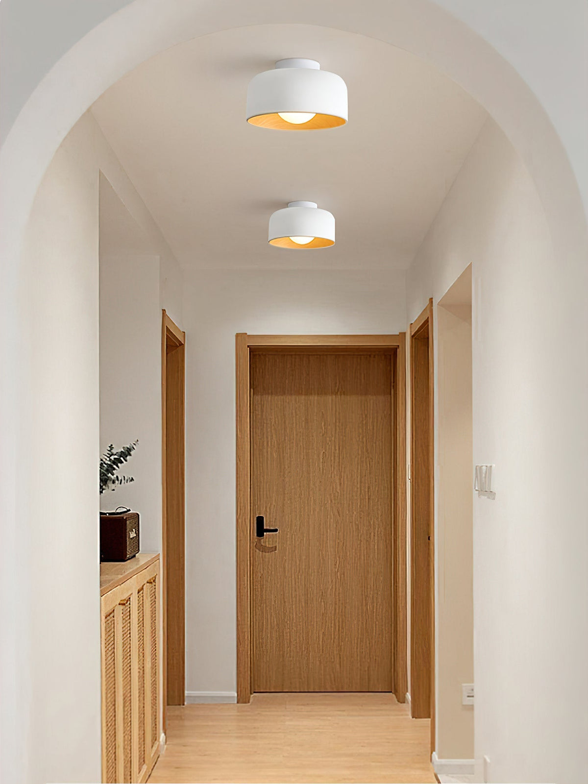 Nimbus Wood-Grain Globe Flush Mount Ceiling Light