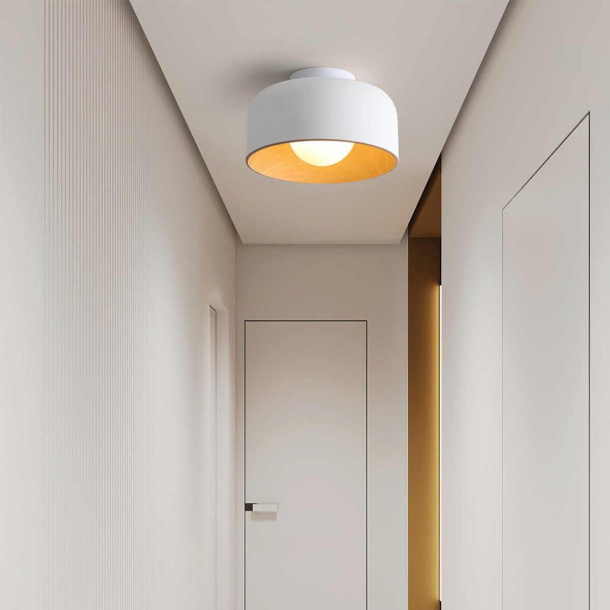 Nimbus Wood-Grain Globe Flush Mount Ceiling Light