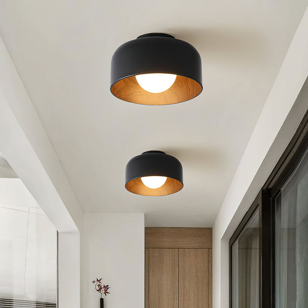 Nimbus Wood-Grain Globe Flush Mount Ceiling Light