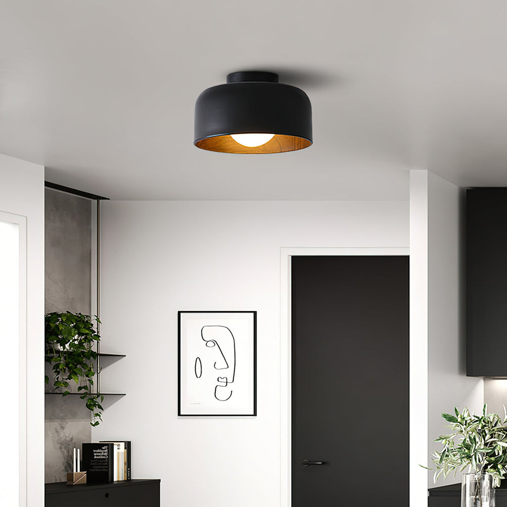 Nimbus Wood-Grain Globe Flush Mount Ceiling Light