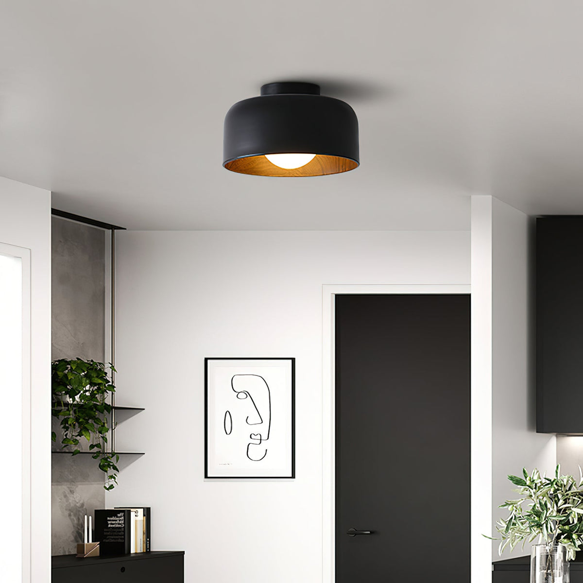 Nimbus Wood-Grain Globe Flush Mount Ceiling Light