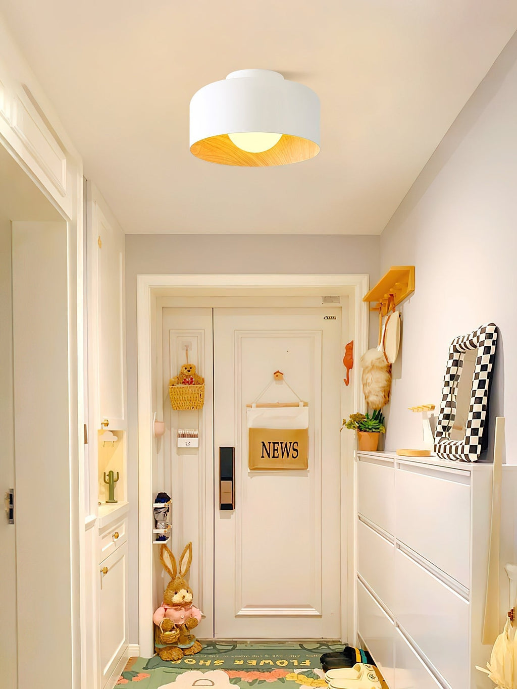 Nimbus Wood-Grain Globe Flush Mount Ceiling Light