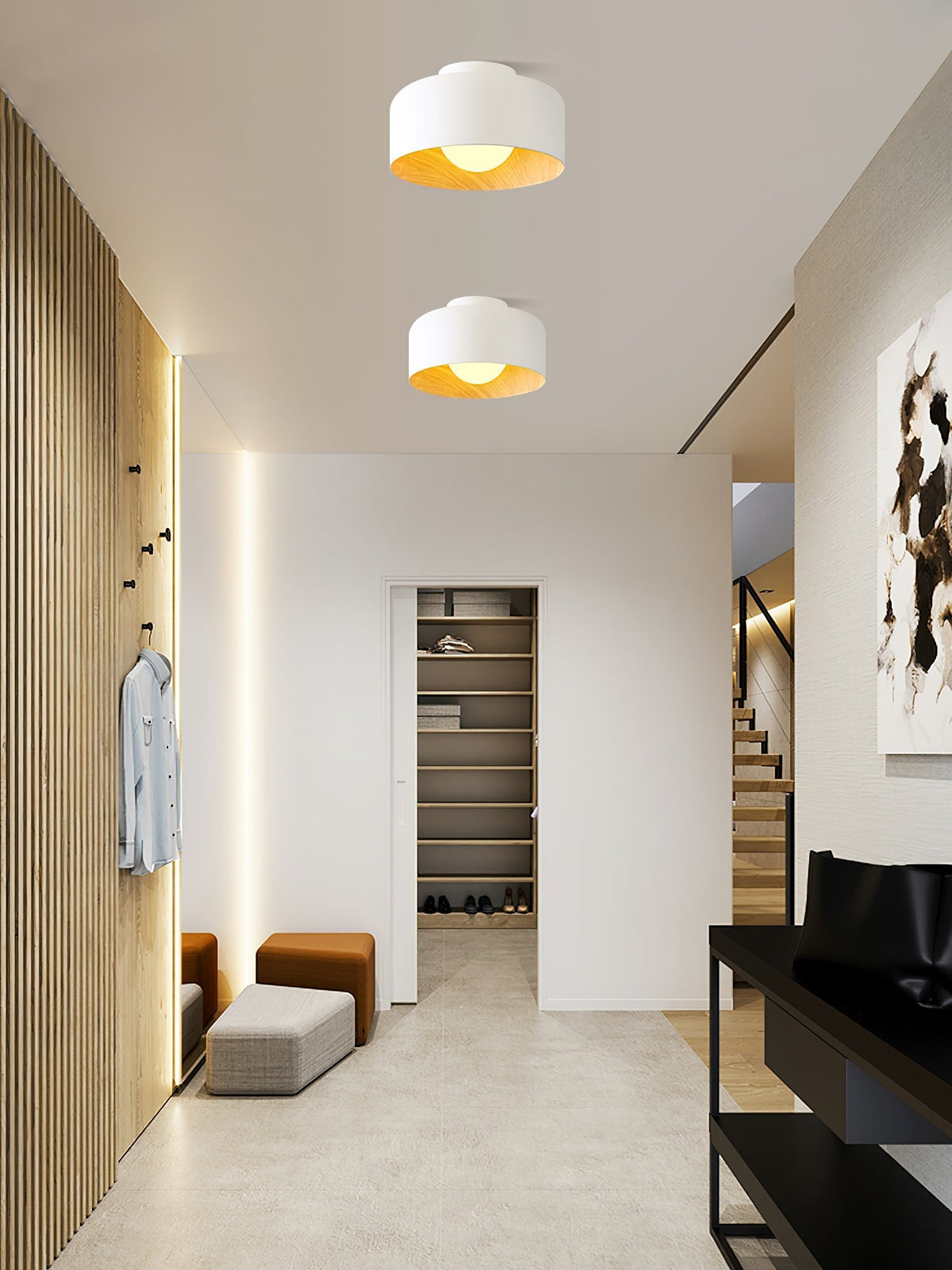 Nimbus Wood-Grain Globe Flush Mount Ceiling Light