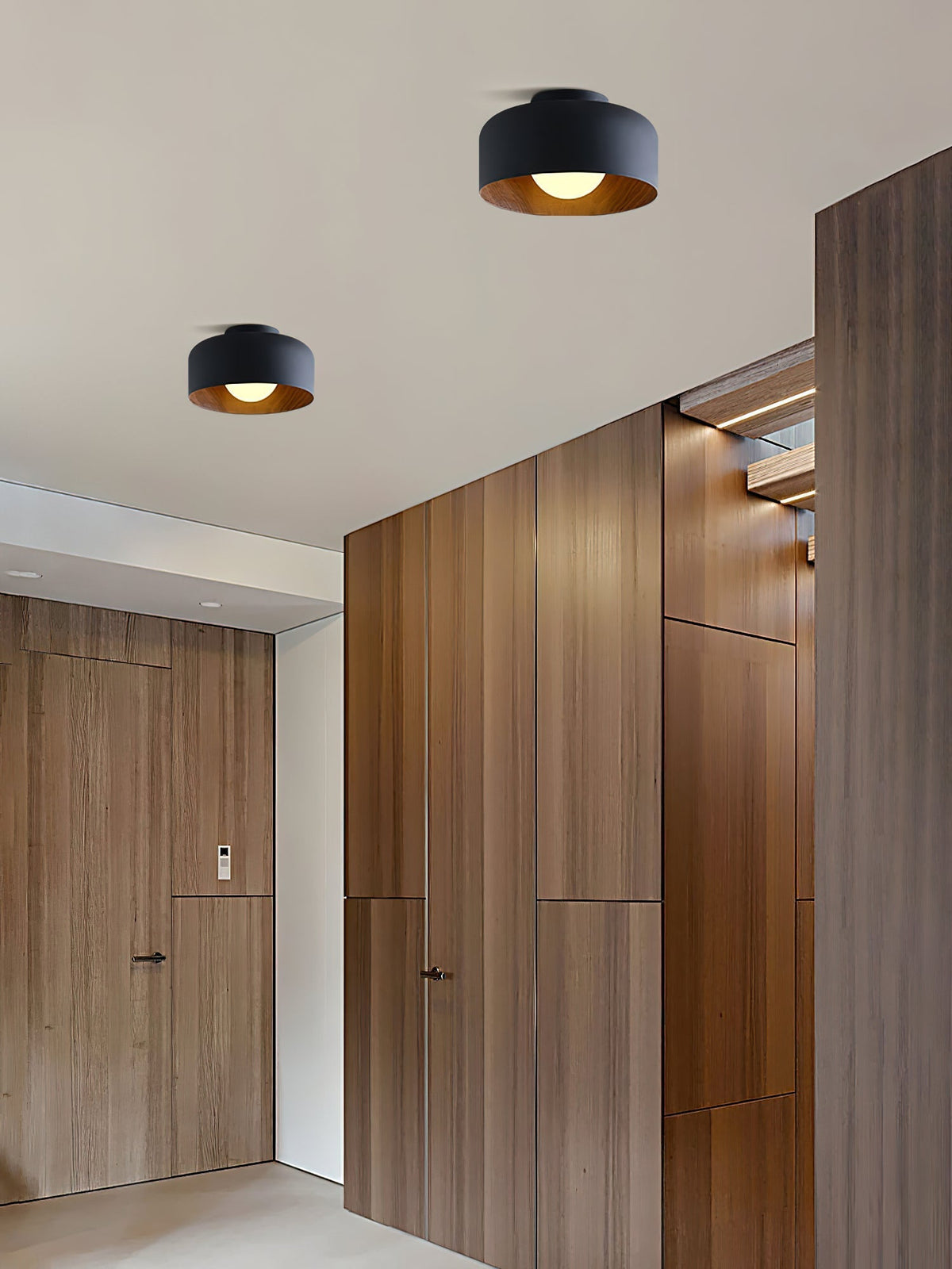 Nimbus Wood-Grain Globe Flush Mount Ceiling Light