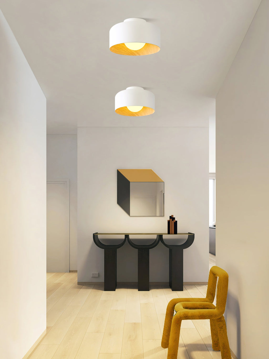 Nimbus Wood-Grain Globe Flush Mount Ceiling Light