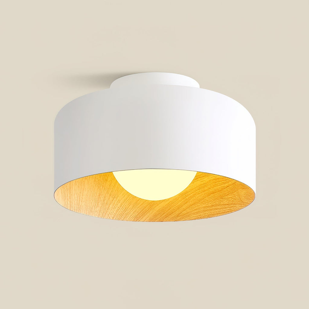Nimbus Wood-Grain Globe Flush Mount Ceiling Light