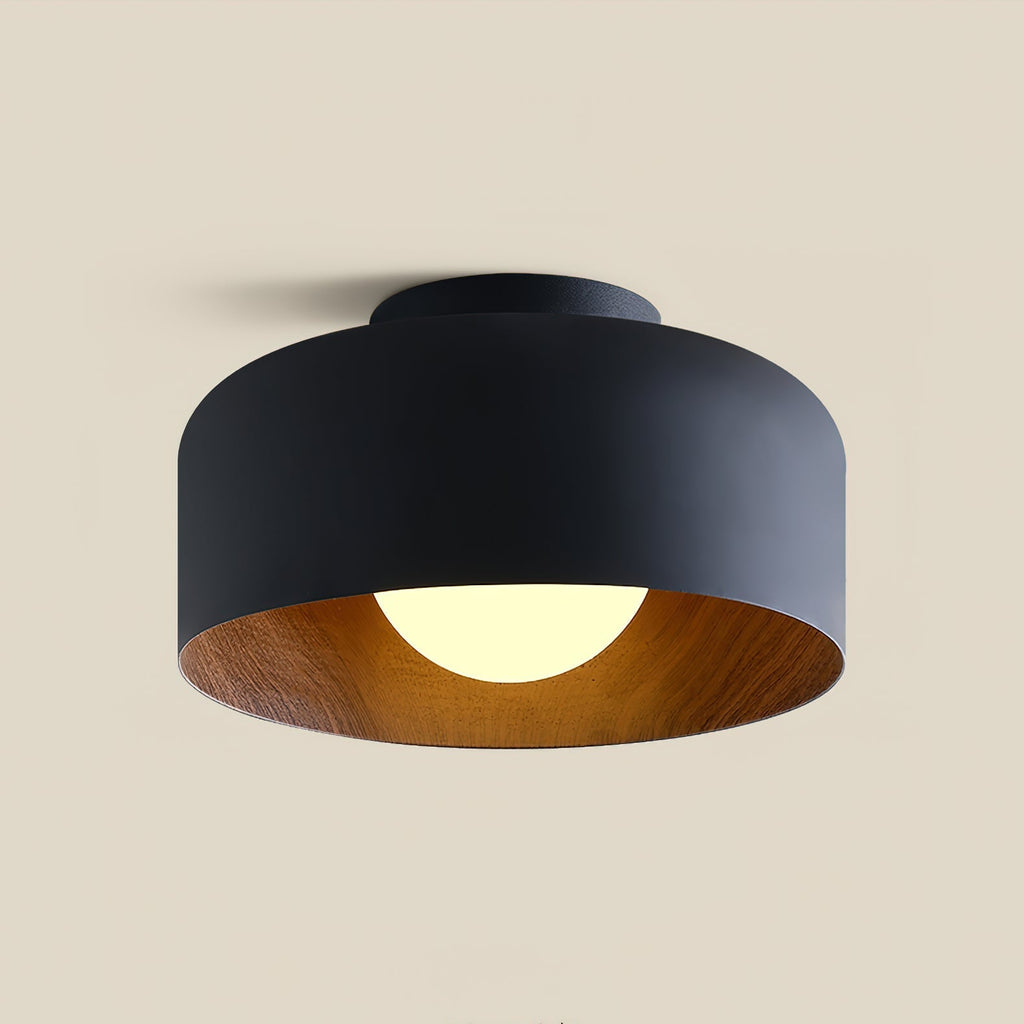Nimbus Wood-Grain Globe Flush Mount Ceiling Light