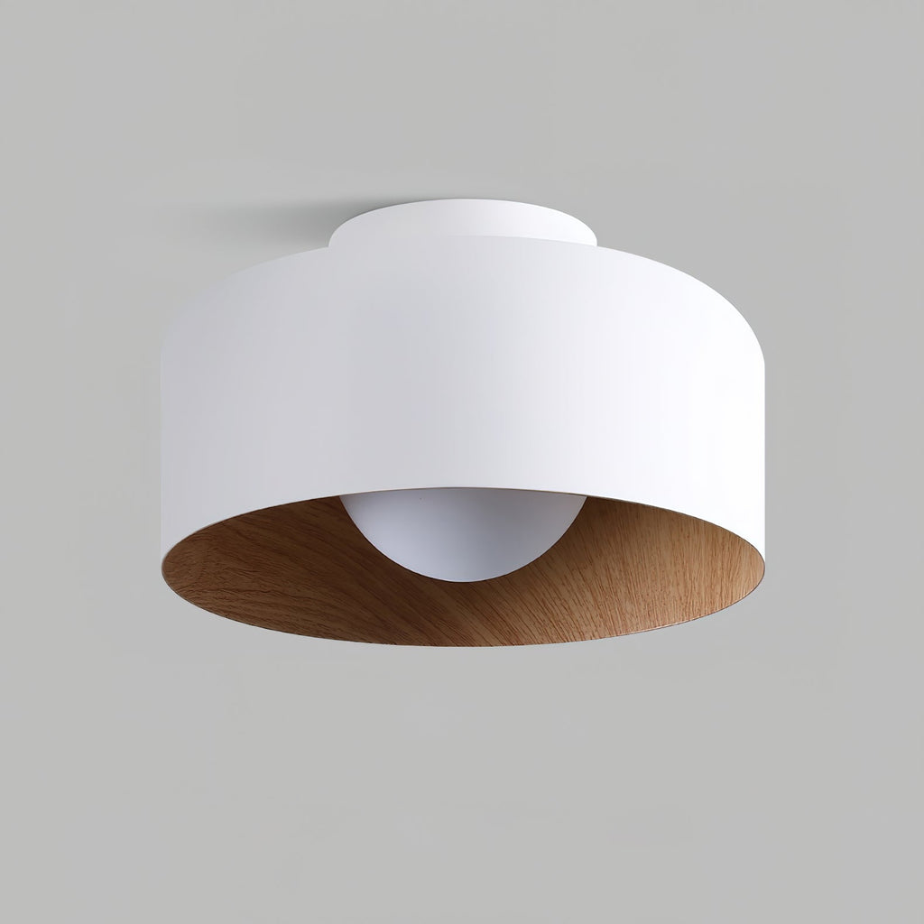 Nimbus Wood-Grain Globe Flush Mount Ceiling Light