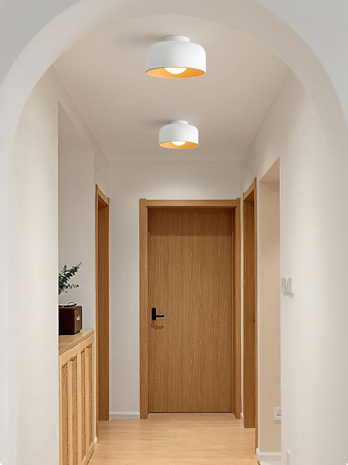 Nimbus Wood-Grain Globe Flush Mount Ceiling Light