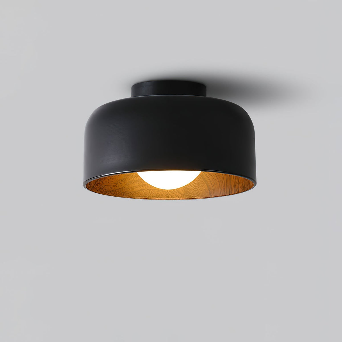 Nimbus Wood-Grain Globe Flush Mount Ceiling Light