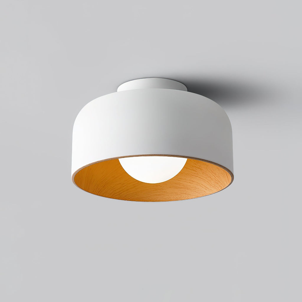 Nimbus Wood-Grain Globe Flush Mount Ceiling Light