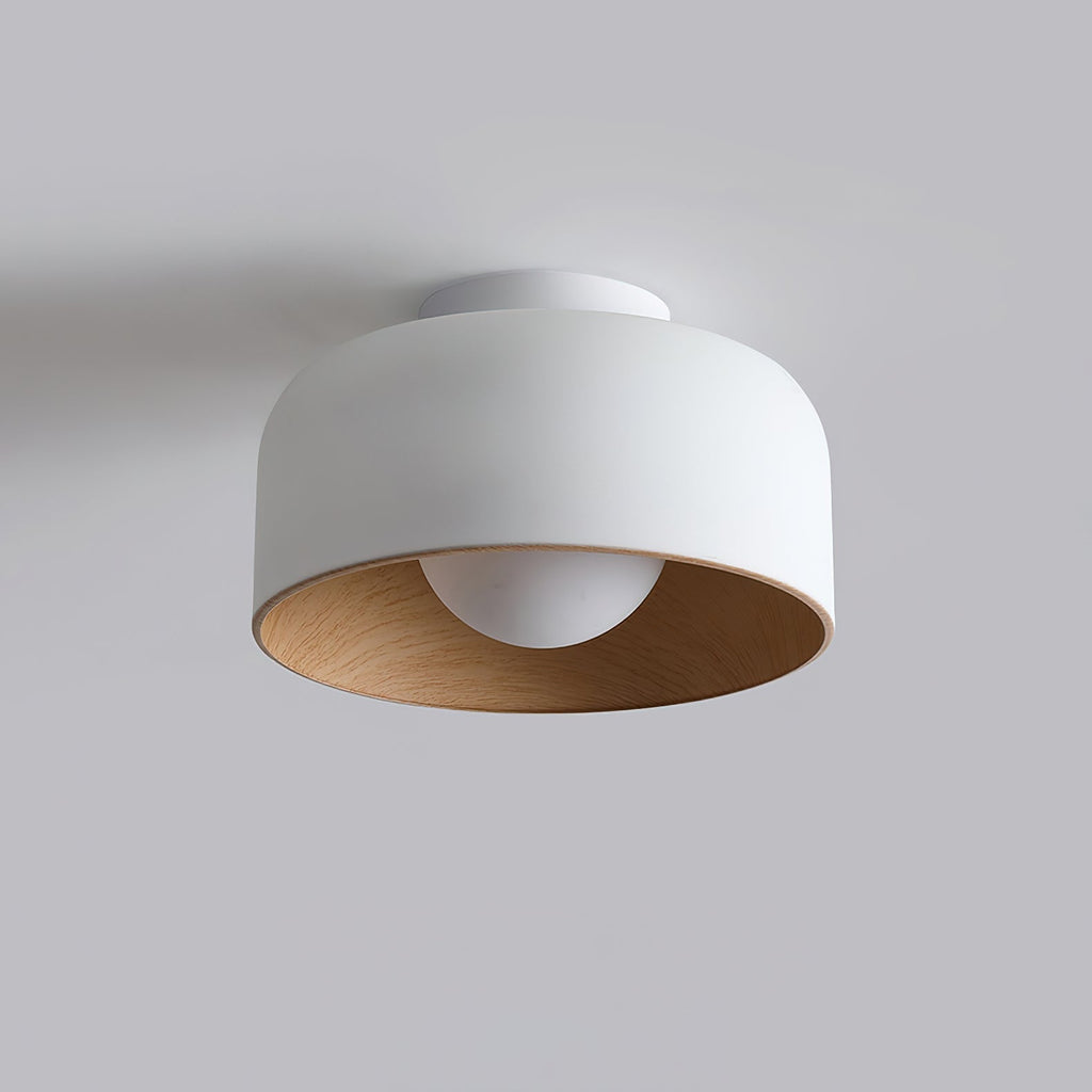 Nimbus Wood-Grain Globe Flush Mount Ceiling Light