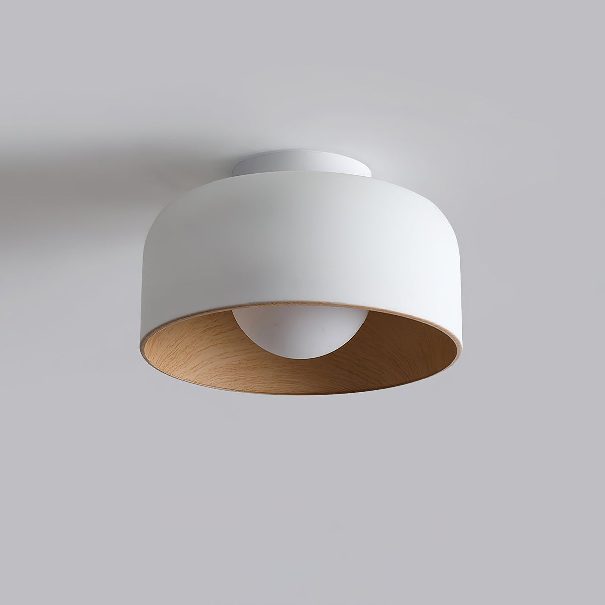 Nimbus Wood-Grain Globe Flush Mount Ceiling Light