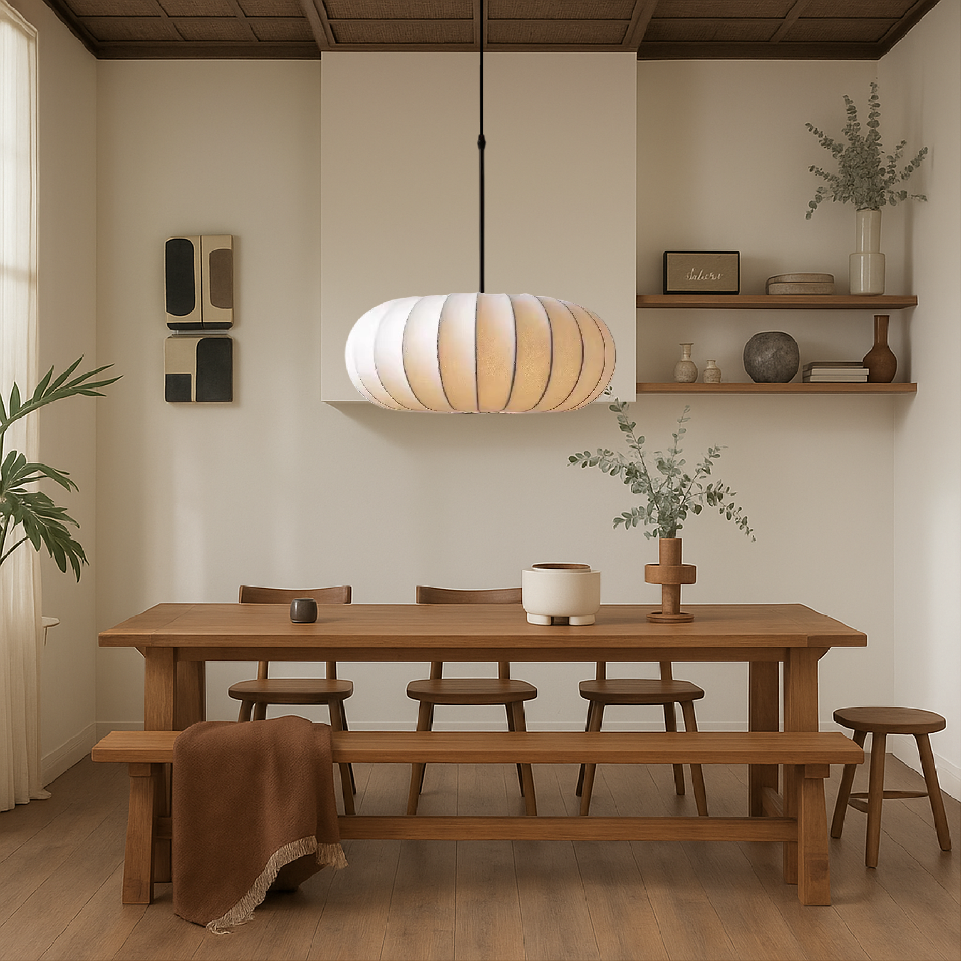 Solara Indoor Pendant Light With Textile Shade Ceiling Fixture