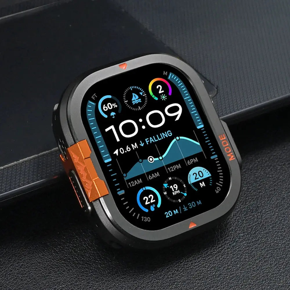 Metallbumperfodral för Apple Watch Ultra och Series 11/10, displayskydd