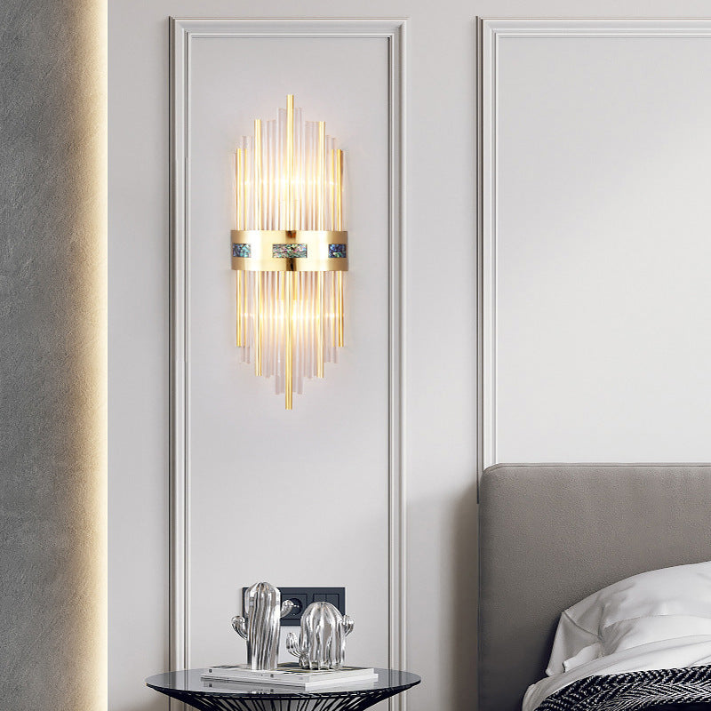 Marvelle Luxus Gold Vertikale Wandleuchte mit Kristallstäben