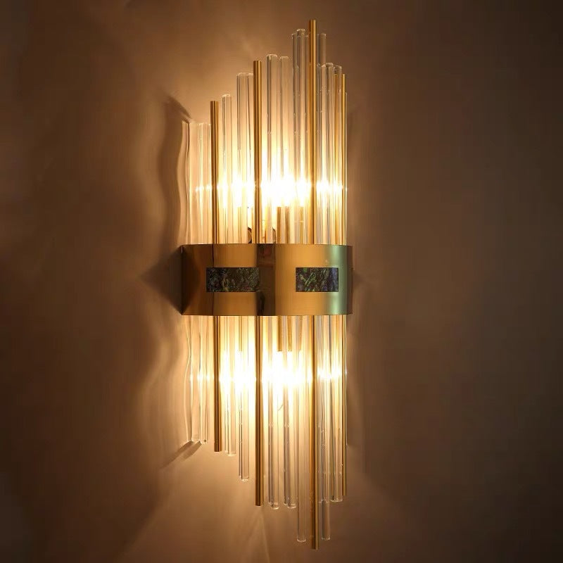 Marvelle Luxus Gold Vertikale Wandleuchte mit Kristallstäben