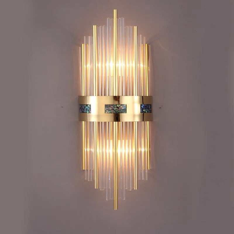 Marvelle Luxus Gold Vertikale Wandleuchte mit Kristallstäben