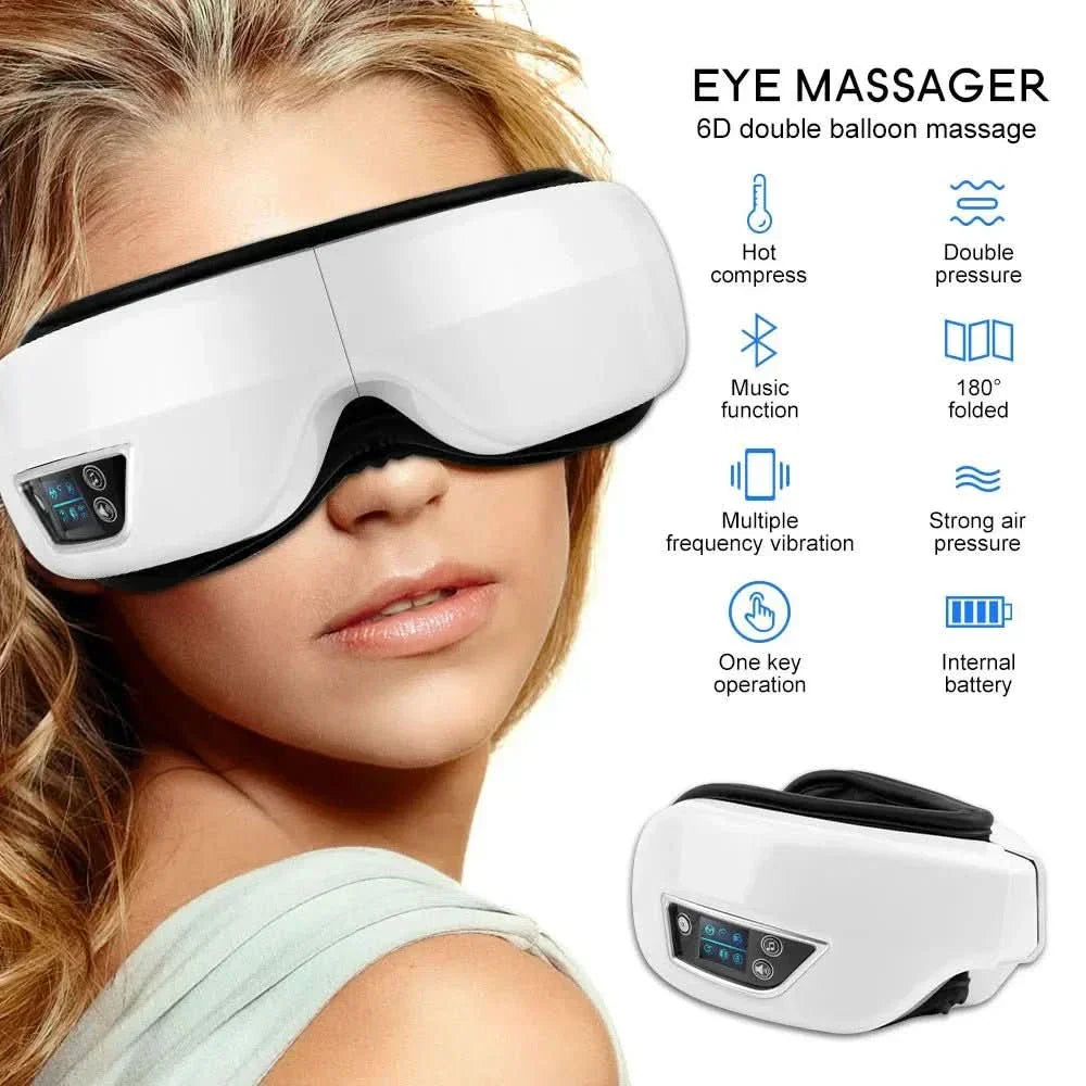Masajeador ocular inteligente 6D LumaNova — presión de aire, calor, Bluetooth