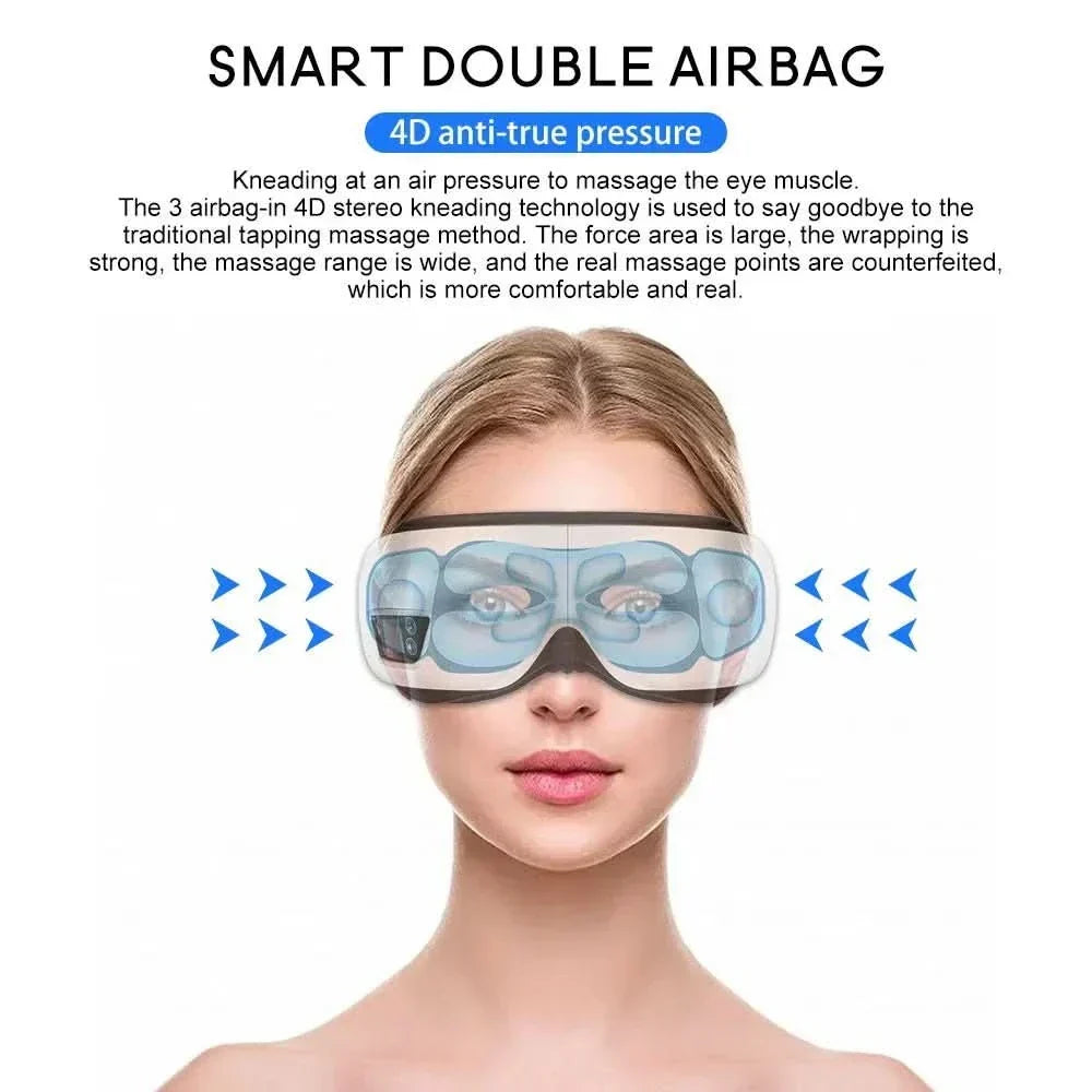 Masajeador ocular inteligente 6D LumaNova — presión de aire, calor, Bluetooth